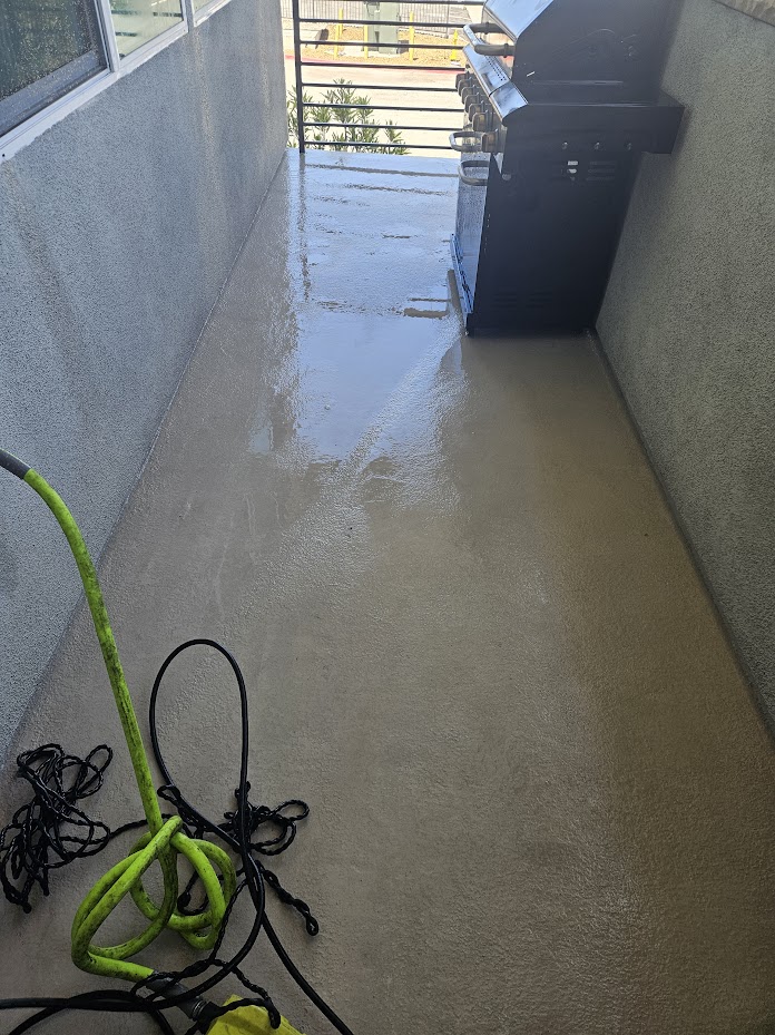 Patio after pressure washing