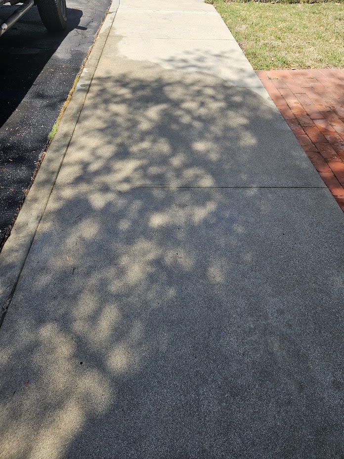 Sidewalk after pressure washing